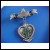 Ribbon with Heart Dangle & Green Enamel Cross Pin Brooch