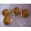 Vintage Old 1" Goldtone 4 Hard Plastic Daisy Buttons
