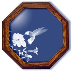 Hummingbird Art Etched Octagon Mirrors