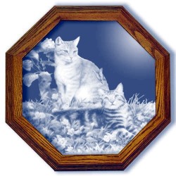 Hobbes and Topper Cat Art Etched Octagon Mirrors