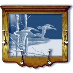 Lake Mallards Duck Art Etched Mirror Coat Rack