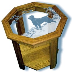 Winter Music Dog Art Etched Octagon End Table